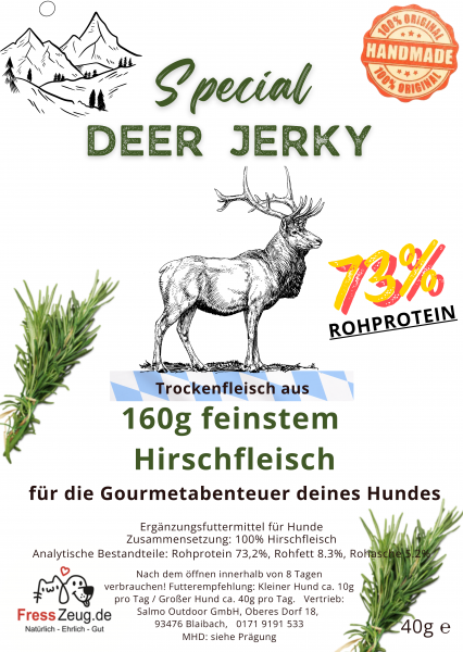 Deer Jerky Trockenfleisch Hirsch 40g
