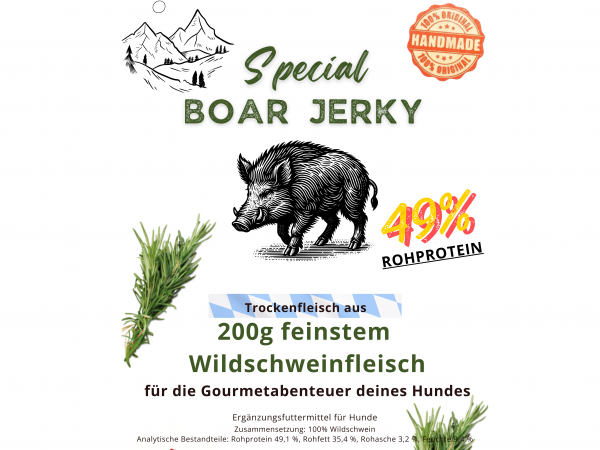 Boar Jerky für Hunde I 100% Wildschwein I Gesunde Kausnacks