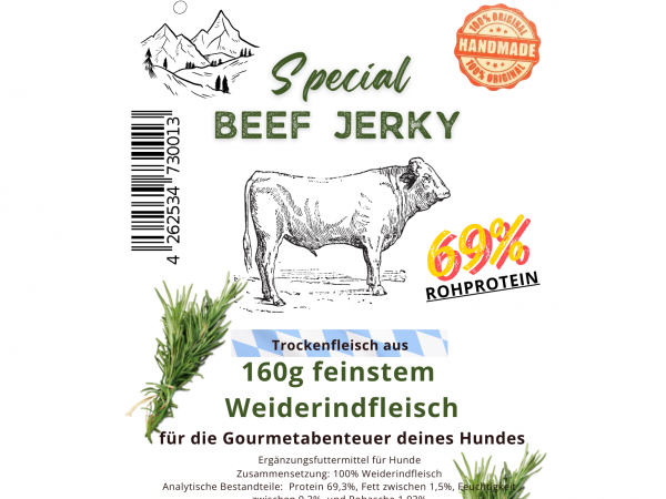 Beef Jerky Hunde-Snack I Zahnpflege & Training I Rindfleisch Streifen pur