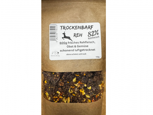 TestpäckchenTrockenbarf vom Reh mit , 82% Rehfleisch, Obst und Gemüse getrocknet,