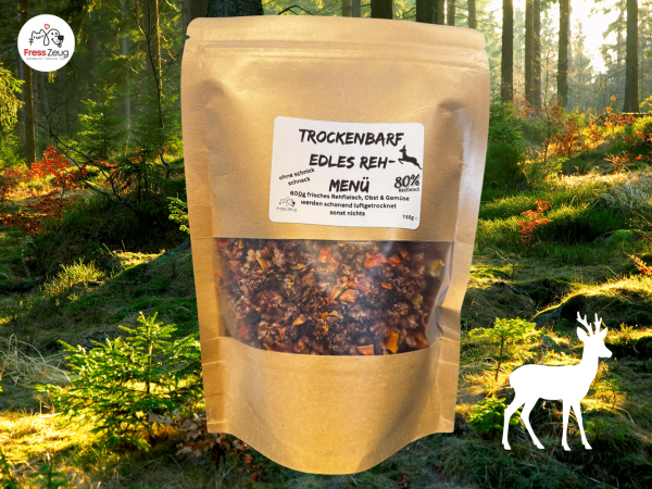 Trockenbarf vom Reh mit , 80% Rehfleisch, Obst und Gemüse getrocknet