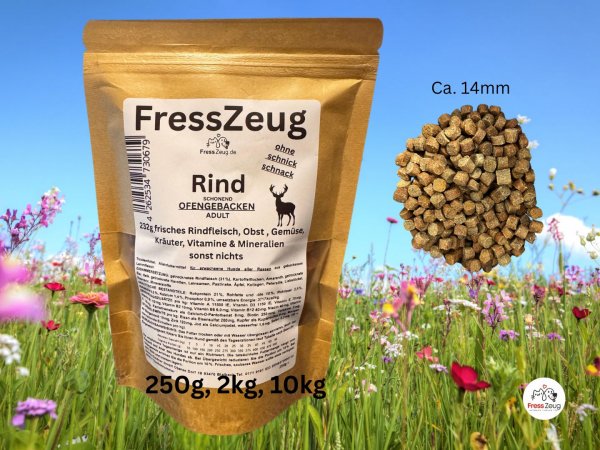 2kg Rind ofengebacken, Trockenfutter: Schonend. Kräftig. Sonst Nichts.