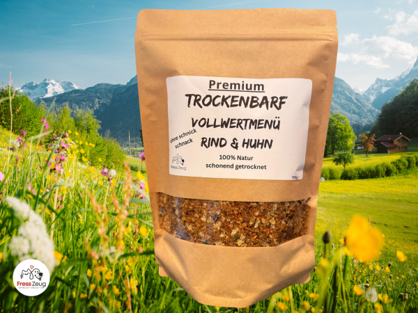 Premium Trockenbarf Vollwertmenü Rind & Huhn – 100% Natur – Fresszeug