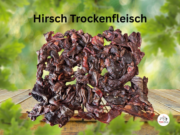 Hirsch Trockenfleisch 450g | 100% Natur-Snack & Futter | BARF | Getreidefrei